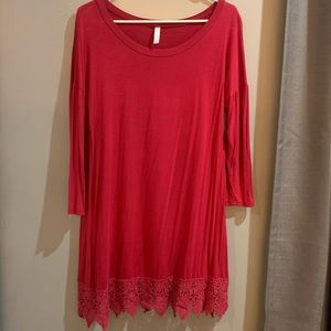 *2 for $15 item* Red tunic with lace detail